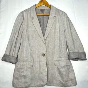 J.Jill Linen Lurex Single Button Lightweight Blazer Jacket Size L